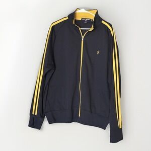 Polo Sport Ralph Lauren Track Jacket XXL Navy Blue Yellow Full Zip Mock Neck